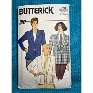 Butterick 3066 pattern blazer boxy boyfriend 1980s size 12 14 16